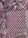 HAND BLOCK PRINTED COTTON 3-PIS SUIT WITH MULMUL DUPPATA (CMS142)