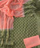 HAND BLOCK PRINTED COTTON 3-PIS SUIT WITH MULMUL DUPPATA (CMS141)