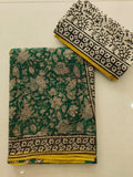 HAND BLOCK BAGRU PRINTED KOTA DORIYA SAREE WITH MULMUL BLOUSE (KDS97)