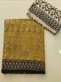 HAND BLOCK BAGRU PRINTED KOTA DORIYA SAREE WITH MULMUL BLOUSE (KDS106)