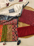 Ajarkh  Print Suit Pcs With Patch Work And Mirror Work Dupatta (ASC039)
