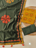 Ajarkh  Print Suit Pcs With Patch Work And Mirror Work Dupatta (ASC037)