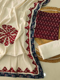 Ajarkh  Print Suit Pcs With Patch Work And Mirror Work Dupatta (ASC047)