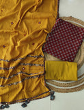 Ajarkh  Print Suit Pcs With Patch Work And Mirror Work Dupatta (ASC050)