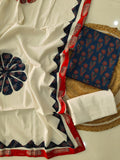 Ajarkh  Print Suit Pcs With Patch Work And Mirror Work Dupatta (ASC048)