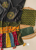 Ajarkh  Print Suit Pcs With Patch Work And Mirror Work Dupatta (ASC053)