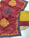 Ajarkh  Print Suit Pcs With Patch Work And Mirror Work Dupatta (ASC051)