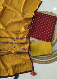 Ajarkh  Print Suit Pcs With Patch Work And Mirror Work Dupatta (ASC055)