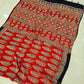MIRROR WORK HAND BLOCK AJRAKH MODAL SILK SAREE WITH BLOUSE (CIV4)