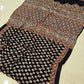 MIRROR WORK HAND BLOCK AJRAKH MODAL SILK SAREE WITH BLOUSE (CIV6)
