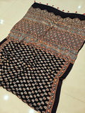 MIRROR WORK HAND BLOCK AJRAKH MODAL SILK SAREE WITH BLOUSE (CIV6)