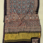 MIRROR WORK HAND BLOCK AJRAKH MODAL SILK SAREE WITH BLOUSE (CIV12)