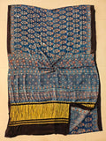 MIRROR WORK HAND BLOCK AJRAKH MODAL SILK SAREE WITH BLOUSE (CIV14)