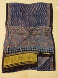 MIRROR WORK HAND BLOCK AJRAKH MODAL SILK SAREE WITH BLOUSE (CIV15)