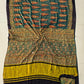 MIRROR WORK HAND BLOCK AJRAKH MODAL SILK SAREE WITH BLOUSE (CIV17)