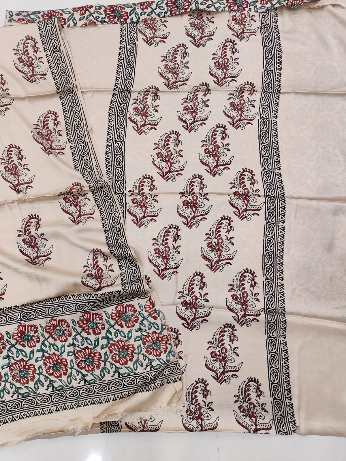 )Vanaspati Ajrakh Hand Block Printed Suits Modal Silk Fabric (CIT100)