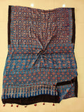 HAND BLOCK PRINTED AJRAKH MODAL SILK SAREE (CIG98)