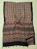 HAND BLOCK PRINTED AJRAKH MODAL SILK SAREE (CIG97)