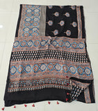 HAND BLOCK PRINTED AJRAKH MODAL SILK SAREE (CIG107)