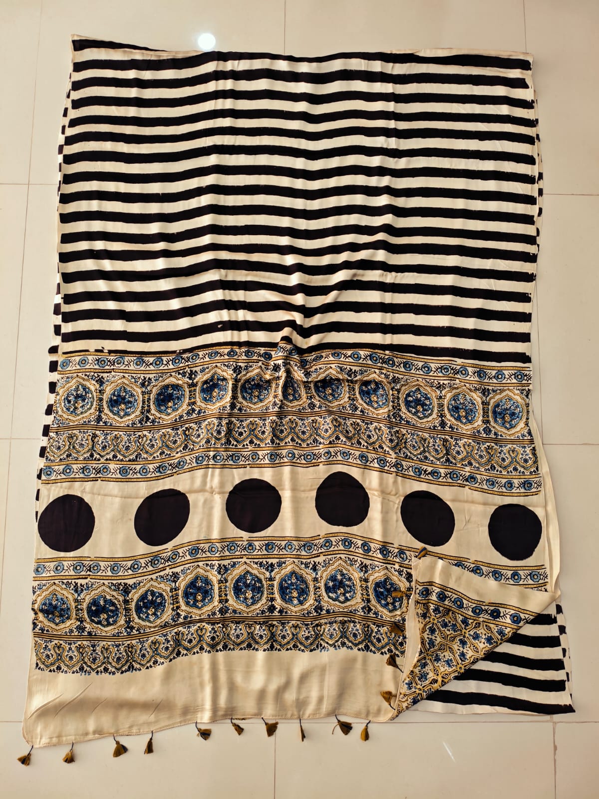 HAND BLOCK PRINTED AJRAKH MODAL SILK SAREE (CIG112)