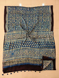 HAND BLOCK PRINTED AJRAKH MODAL SILK SAREE (CIG113)
