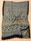 HAND BLOCK PRINTED AJRAKH MODAL SILK SAREE (CIG115)