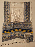 HAND BLOCK PRINTED AJRAKH MODAL SILK SAREE (CIG122)