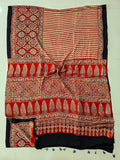HAND BLOCK PRINTED AJRAKH MODAL SILK SAREE (CIG129)