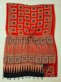HAND BLOCK PRINTED AJRAKH MODAL SILK SAREE (CIG130)