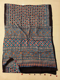 HAND BLOCK PRINTED AJRAKH MODAL SILK SAREE (CIG133)