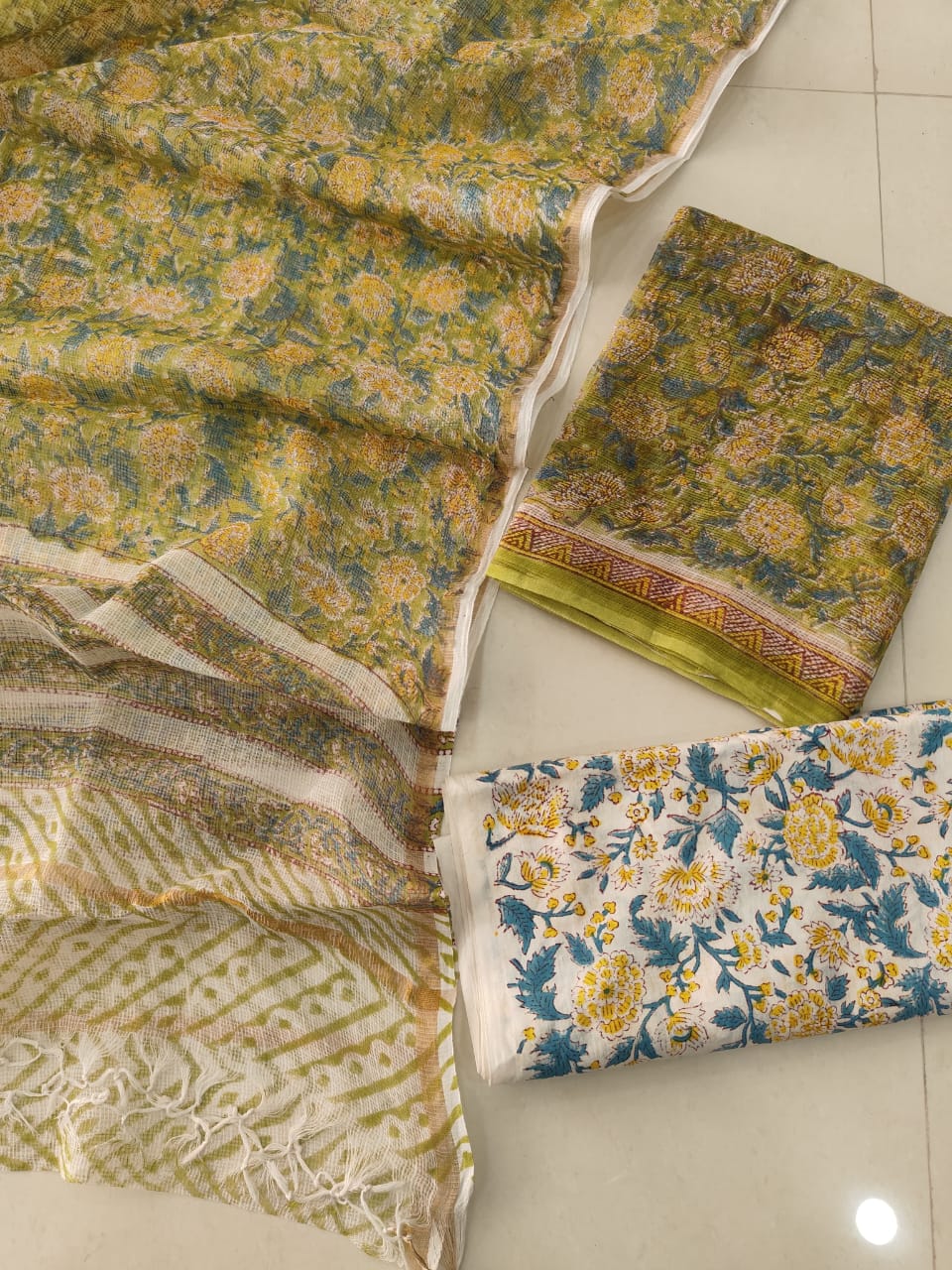 HAND BLOCK PRINTED KOTA DORIYA SUIT WITH KOTA DORIYA DUPPATA (FKS106)