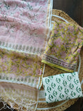 HAND BLOCK PRINTED KOTA DORIYA SUIT WITH KOTA DORIYA DUPPATA (FKS112)