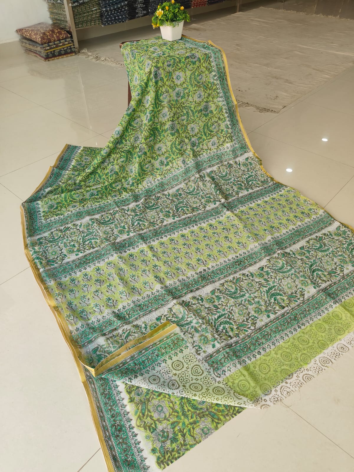Hand Brush Painted Chiffon Saree with Blouse ( CIA67)