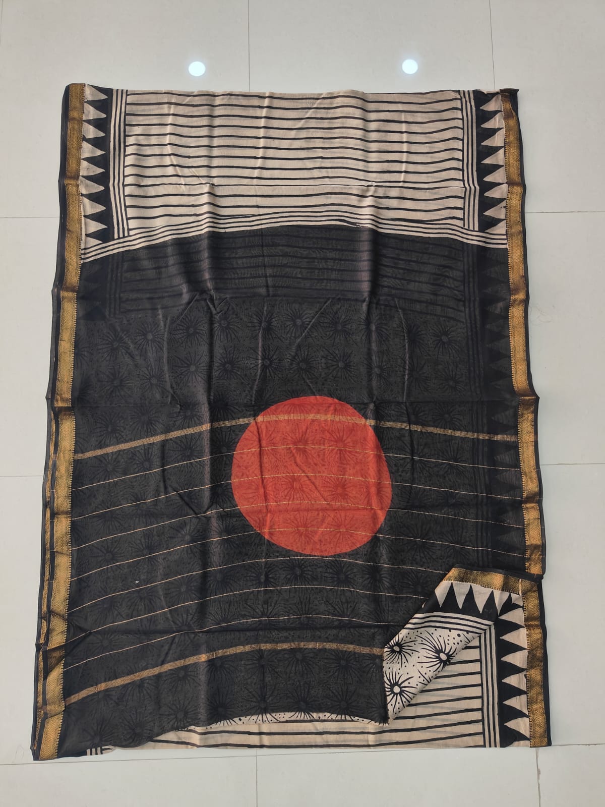 Jaipuri Hand Block Bagru Printed Maheshwari Silk Saree With Blouse (MSS166)