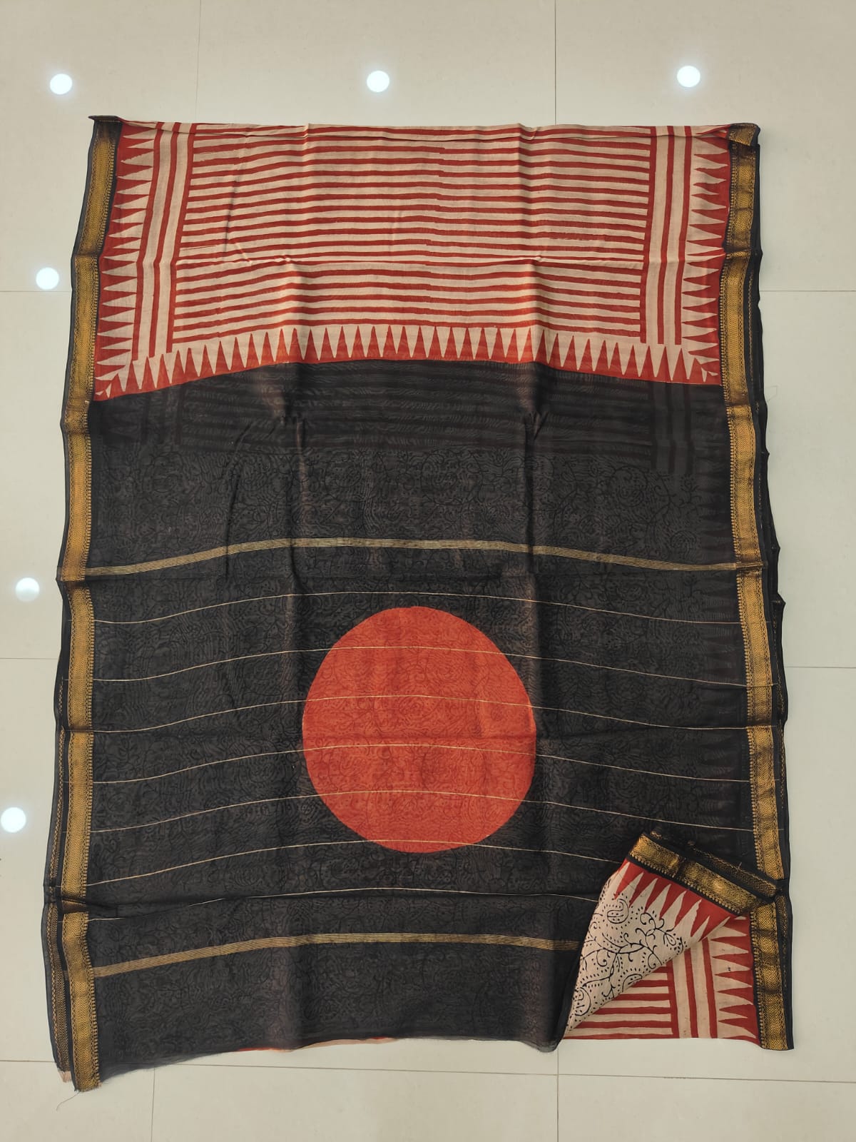 Jaipuri Hand Block Bagru Printed Maheshwari Silk Saree With Blouse (MSS169)