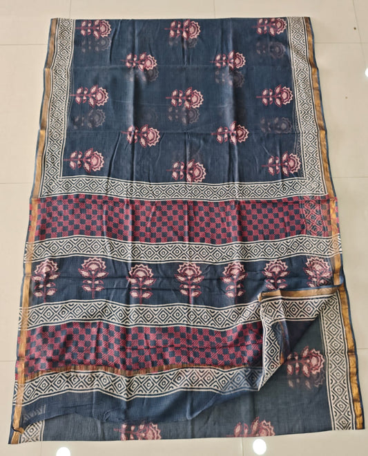 Jaipuri Block Printed Cotton Kota Doriya Saree (CIS146)