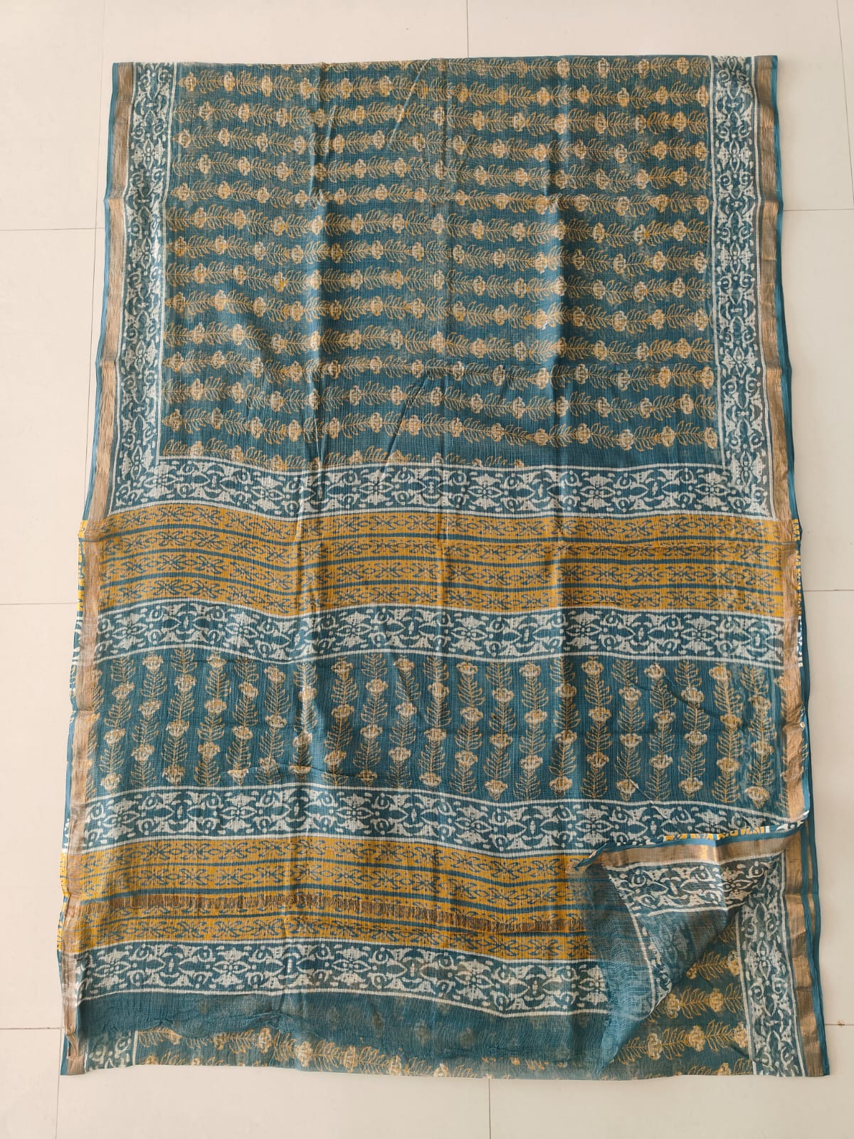 Jaipuri Block Printed Cotton Kota Doriya Saree (CIS148)