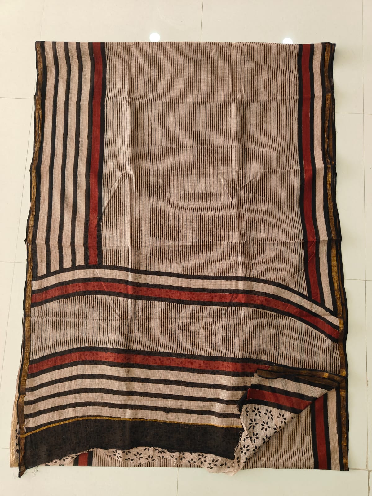 Jaipuri Block Printed Cotton Kota Doriya Saree (CIS151)