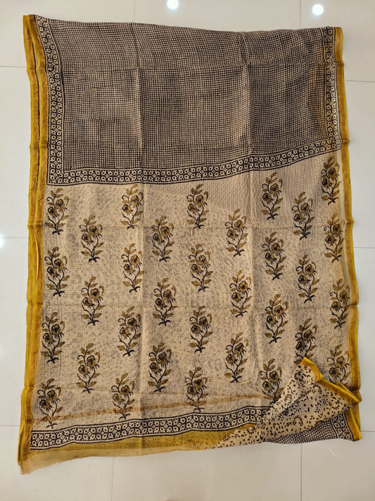 Jaipuri Block Printed Cotton Kota Doriya Saree (CIS156)