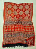 HAND BLOCK PRINTED AJRAKH MODAL SILK SAREE (CIG137)