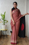 HAND BLOCK PRINTED AJRAKH MODAL SILK SAREE (CIG135)