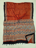 HAND BLOCK PRINTED AJRAKH MODAL SILK SAREE (CIG150)