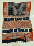HAND BLOCK PRINTED AJRAKH MODAL SILK SAREE (CIG151)