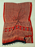 HAND BLOCK PRINTED AJRAKH MODAL SILK SAREE (CIG153)