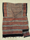 HAND BLOCK PRINTED AJRAKH MODAL SILK SAREE (CIG152)