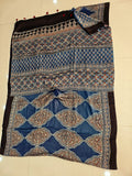 HAND BLOCK PRINTED AJRAKH MODAL SILK SAREE (CIG156)