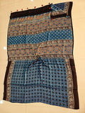 HAND BLOCK PRINTED AJRAKH MODAL SILK SAREE (CIG157)