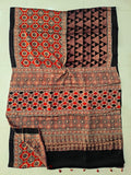 HAND BLOCK PRINTED AJRAKH MODAL SILK SAREE (CIG160)