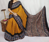 HAND BLOCK PRINTED  BANDHEJ AJRAKH MODAL SILK SAREE (CIX3)