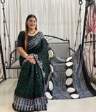 HAND BLOCK PRINTED  BANDHEJ AJRAKH MODAL SILK SAREE (CIX9)